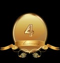 4th golden anniversary birthday seal icon vector