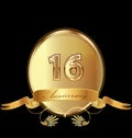 16th golden anniversary birthday seal icon vector Royalty Free Stock Photo