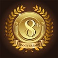 8th golden anniversary wreath ribbon logo