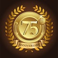 75th golden anniversary wreath ribbon logo Royalty Free Stock Photo