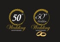 50th Golden Wedding Anniversary Emblem Royalty Free Stock Photo