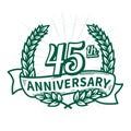 45 years anniversary celebration logotype. 45th anniversary logo. Vector and illustration. Royalty Free Stock Photo