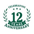 12 years anniversary celebration logotype. 12th anniversary logo. Vector and illustration.