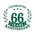 66 years anniversary celebration logotype. 66th anniversary logo. Vector and illustration.