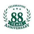 88 years anniversary celebration logotype. 88th anniversary logo. Vector and illustration.