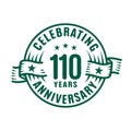 110 years anniversary celebration logotype. 110th years logo. Vector and illustration. Royalty Free Stock Photo