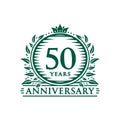 50 years celebrating anniversary design template. 50th anniversary logo. Vector and illustration. Royalty Free Stock Photo