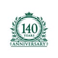 140 years celebrating anniversary design template. 140th anniversary logo. Vector and illustration. Royalty Free Stock Photo