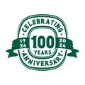 100th Anniversary Celebration Logo Design Template. 100th Anniversary Vector and Illustration. Royalty Free Stock Photo