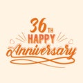 36th Happy Anniversary Celebration, 36 anniversary lettering Design Royalty Free Stock Photo