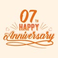 7th Happy Anniversary Celebration Vector Design, Seven Years Anniversary