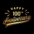 Happy 100th Anniversary. 100 years anniversary design template.