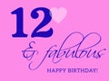 12th happy birthday card illustration