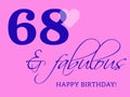 68th happy birthday card illustration