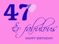 47th happy birthday card illustration Royalty Free Stock Photo