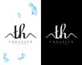 Th, ht creative handwriting letter, initial logo vector design on white and black background