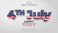 4th of July Independence Day America 3d Editable Text Effects Royalty Free Stock Photo