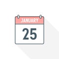 25th January calendar icon. January 25 calendar Date Month icon vector illustrator