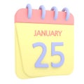 25th January 3D calendar icon