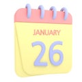 26th January 3D calendar icon