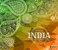 26th of January India Republic Day. Greeting card with paisley ornament