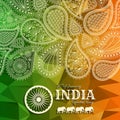 26th of January India Republic Day. Greeting card with paisley ornament