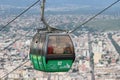 View of the cable car reaching the summit of Cerro San Bernardo