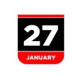 27th January vector calendar page. 27 Jan icon