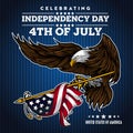 Flat background with eagle for usa independence day Red vector