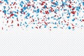 4th Of July American Independence Day Backdrop With Confetti Scattered Paper In Blue, Red, And White Traditional Colors