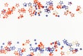 4th of July American Independence Day blue and red stars decorations on white background.