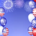 4th of July, American Independence Day celebration background with fire fireworks. Congratulations on Fourth of July. Royalty Free Stock Photo