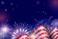 4th of July, American Independence Day celebration background with fire fireworks. Congratulations on Fourth of July.