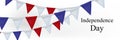 4th of July, American Independence Day celebration greeting card with bunting in national flag color Royalty Free Stock Photo