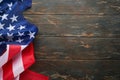 4th of July American Independence Day. American flag on black old rustic wooden background with copy space. Close Up for Memorial Royalty Free Stock Photo