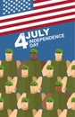 4th july. American independence day. Soldiers in Green Berets