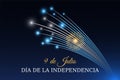 9th of july, argentina independence day, argentine colorful fireworks flag on blue night sky background. Argentina national