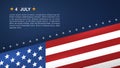 4th of July background for USA(United States of America) Independence Day with blue background and American flag. Vector Royalty Free Stock Photo