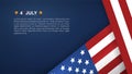 4th of July background for USA(United States of America) Independence Day with blue background and American flag. Vector Royalty Free Stock Photo