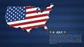 4th of July background for USA(United States of America) Independence Day with blue background and American flag. Vector Royalty Free Stock Photo