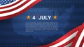 4th of July background for USA(United States of America) Independence Day with blue background and American flag. Vector Royalty Free Stock Photo