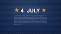 4th of July background for USA(United States of America) Independence Day with blue background and American flag. Vector Royalty Free Stock Photo