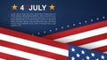 4th of July background for USA(United States of America) Independence Day with blue background and American flag. Vector Royalty Free Stock Photo