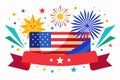 4th July banner featuring dynamic fireworks against a rich, midnight white background\' Royalty Free Stock Photo