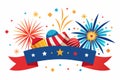 4th July banner featuring dynamic fireworks against a rich, midnight white background\' Royalty Free Stock Photo