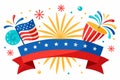 4th July banner featuring dynamic fireworks against a rich, midnight white background\' Royalty Free Stock Photo