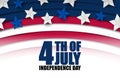 4th of July banner or poster in United States of America flag colors and decoration. Vector illustration. Happy independence day Royalty Free Stock Photo