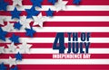 4th of July banner or poster in United States of America flag colors with silhouette people and decoration. Vector illustration. Royalty Free Stock Photo