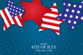 4th of July banner. United States of America independence day holiday. National symbolics stars.