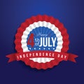 4th of July banner Vector illustration. Independence Day, US flag with 4th of July on blue background